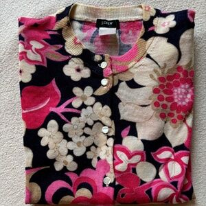 J. Crew pink floral cardigan